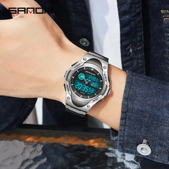 SANDA Мъжки електронен часовник Мъжки часовник с двоен дисплей Бизнес мъжки часовници 50M Водоустойчив мъжки китка за G style Relogio Masculino