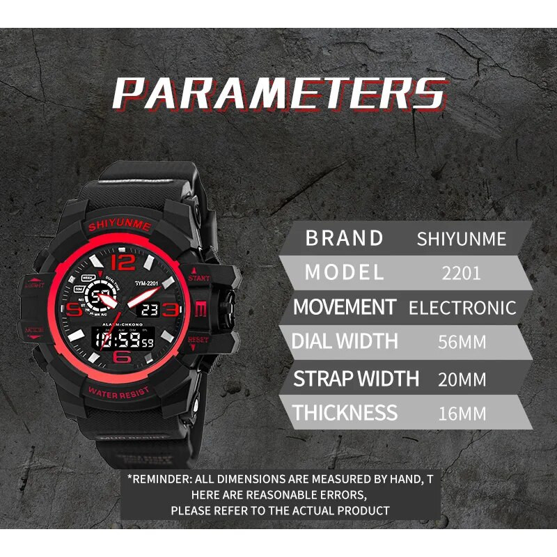 Στρατιωτικό ρολόι SHIYUNME Style G Ανδρικά Αθλητικά ρολόγια LED Digital Shock Ανδρικά Αδιάβροχα Ηλεκτρονικά Ανδρικά ρολόγια χειρός 2201
