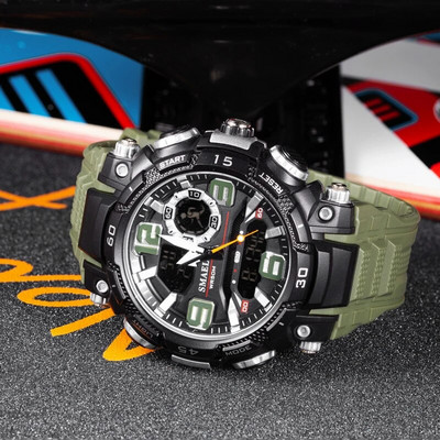 SMAEL Ψηφιακό ρολόι χαλαζία για άνδρες Sport Ηλεκτρονικό αδιάβροχο Dual Time Ανδρικά ρολόγια στρατιωτικά Ανθεκτικό σε κραδασμούς Ξυπνητήρι