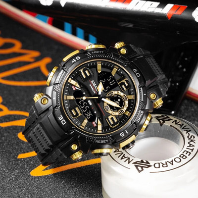 SMAEL Ψηφιακό ρολόι χαλαζία για άνδρες Sport Ηλεκτρονικό αδιάβροχο Dual Time Ανδρικά ρολόγια στρατιωτικά Ανθεκτικό σε κραδασμούς Ξυπνητήρι