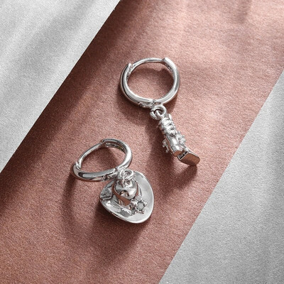 Hip hop Mini kaubojske čizme Šešir Naušnice na kuku Hipoalergene viseće naušnice Ženska moda Punk cool trend nakit