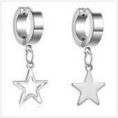 Punk stiliaus nerūdijančio plieno metalo žvaigždės auskarai sidabro spalvos pendientes mados moterims vyrų roko papuošalai