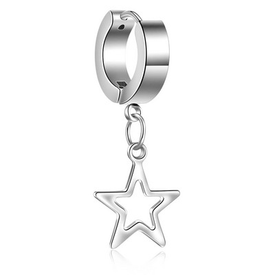 Punk stiliaus nerūdijančio plieno metalo žvaigždės auskarai sidabro spalvos pendientes mados moterims vyrų roko papuošalai