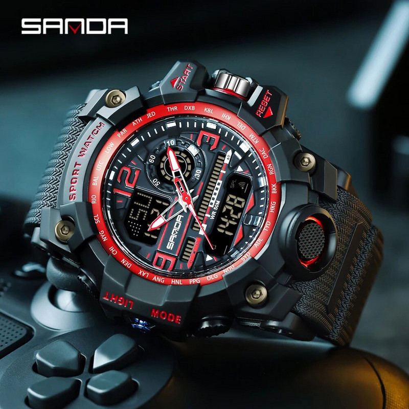 Muški vojni sportski ručni sat Vodootporni dvostruki analogni digitalni LED elektronički kvarcni satovi Muškarci Podrška Dropshipping