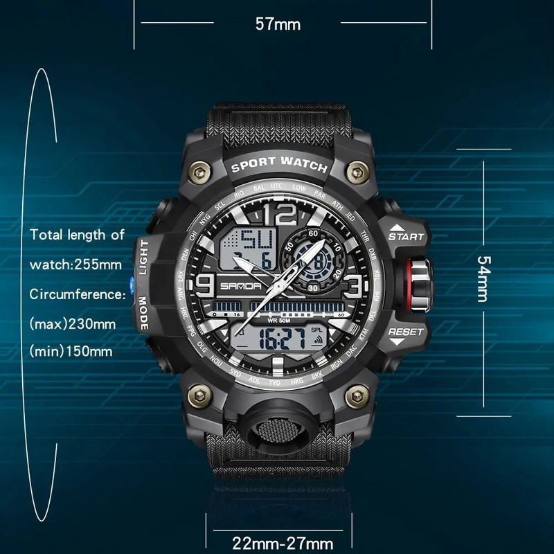 Muški vojni sportski ručni sat Vodootporni dvostruki analogni digitalni LED elektronički kvarcni satovi Muškarci Podrška Dropshipping