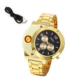 Lancardo vyriški elektroniniai cigarečių žiebtuvėliai kvarciniai laikrodžiai, įkraunami USB rūkymo rankinis laikrodis, įkraunamas, atsparus vėjui, be liepsnos dovana