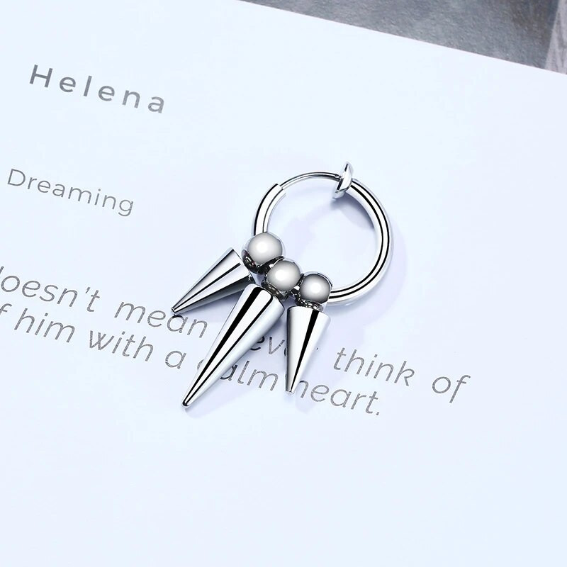 Vnox jednodijelne muške rock punk viseće naušnice, antialergijski metalni ukrasni nakit od nehrđajućeg čelika, štipaljka s piercingom