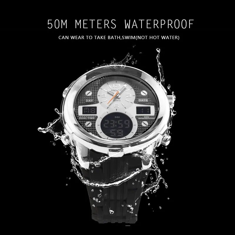 SMAEL mados kasdieniai kvarciniai rankiniai laikrodžiai skaitmeninis elektroninis laikrodis LED automatinis žadintuvas 1273 vyriški sportiniai laikrodžiai, atsparūs vandeniui