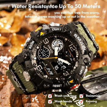 SMAEL Кварцови часовници Мъжки Водоустойчивост 50 M Спортни часовници за мъже Модни мъжки електронни часовници Хронометър Светещ 8055