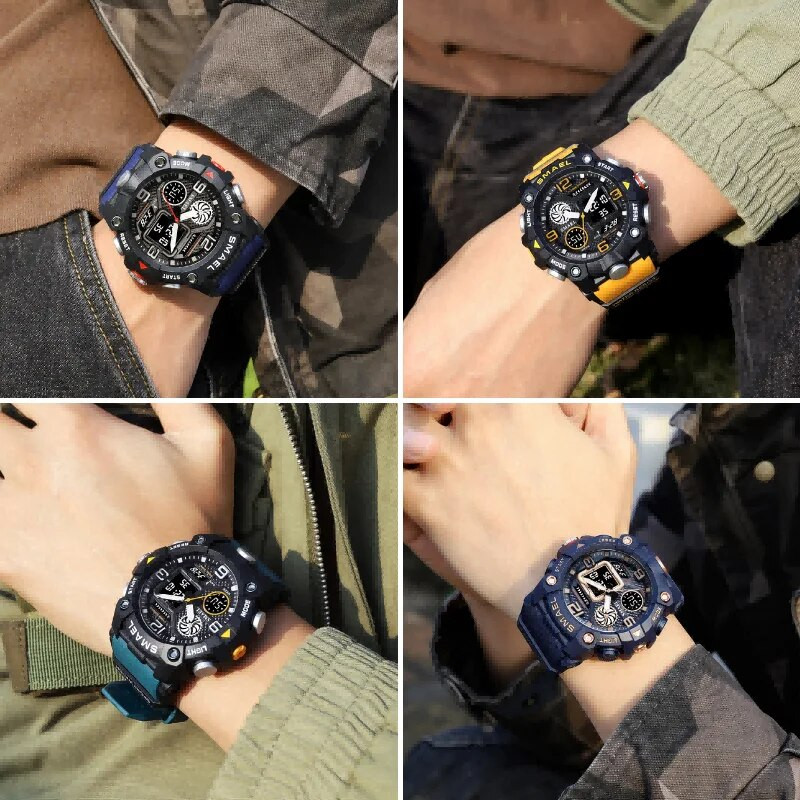 SMAEL Quartz Ανδρικά Ρολόγια Water Resiatance 50 M Sport Wist Ρολόγια Ανδρικά Μόδα Ανδρικό Ηλεκτρονικό Ρολόι Χρονόμετρο Luminous 8055