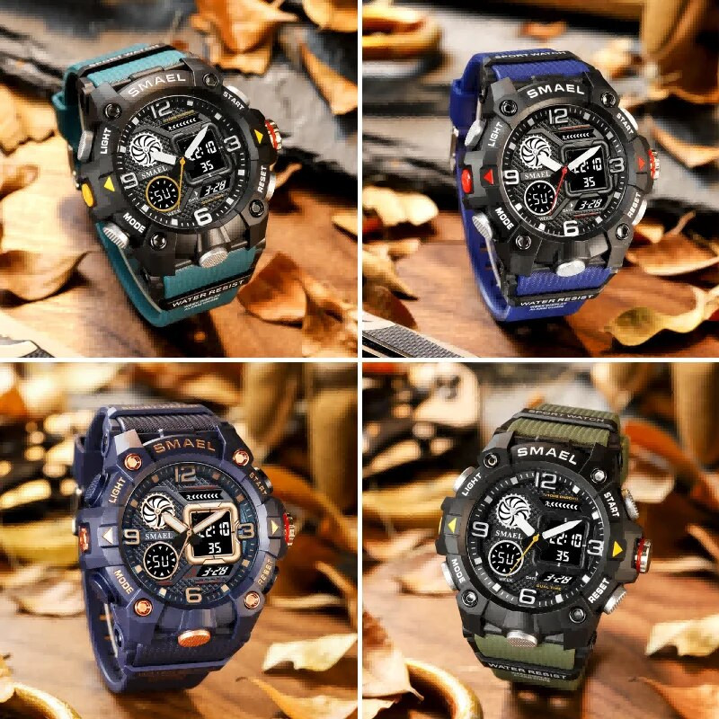 SMAEL Quartz Ανδρικά Ρολόγια Water Resiatance 50 M Sport Wist Ρολόγια Ανδρικά Μόδα Ανδρικό Ηλεκτρονικό Ρολόι Χρονόμετρο Luminous 8055