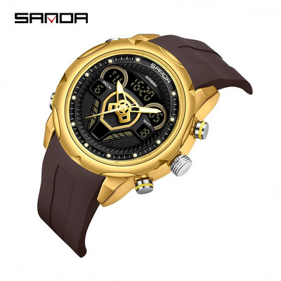 SANDA 9022 Uus toode Kahe ekraaniga käekellad meestele Multifunktsionaalne mood Spordi helendav LED elektrooniline veekindel kell