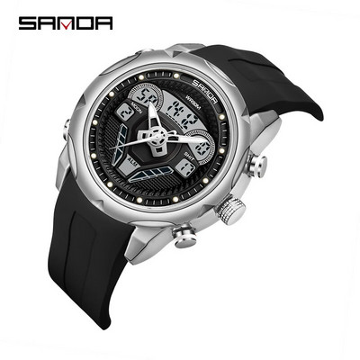 SANDA 9022 Uus toode Kahe ekraaniga käekellad meestele Multifunktsionaalne mood Spordi helendav LED elektrooniline veekindel kell