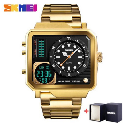 Ανδρικά ρολόγια Quartz ψηφιακά SKMEI Sports ηλεκτρονικό ανδρικό ρολόι Αδιάβροχο λουράκι από ανοξείδωτο ατσάλι Ρολόι χειρός Relogio Masculino