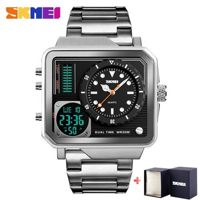 Ανδρικά ρολόγια Quartz ψηφιακά SKMEI Sports ηλεκτρονικό ανδρικό ρολόι Αδιάβροχο λουράκι από ανοξείδωτο ατσάλι Ρολόι χειρός Relogio Masculino