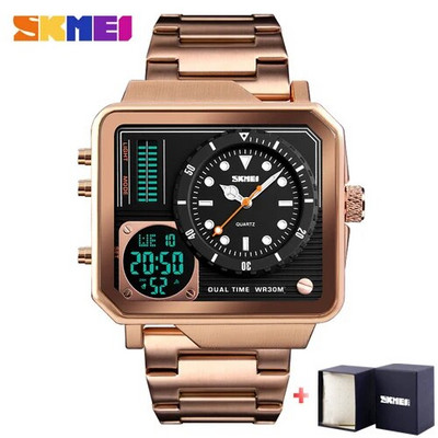 Ανδρικά ρολόγια Quartz ψηφιακά SKMEI Sports ηλεκτρονικό ανδρικό ρολόι Αδιάβροχο λουράκι από ανοξείδωτο ατσάλι Ρολόι χειρός Relogio Masculino