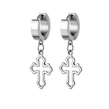 Ασημένιο μαύρο σταυρό κρεμαστό σκουλαρίκι Piercing Σκουλαρίκια από ανοξείδωτο ατσάλι για γυναίκες άνδρες