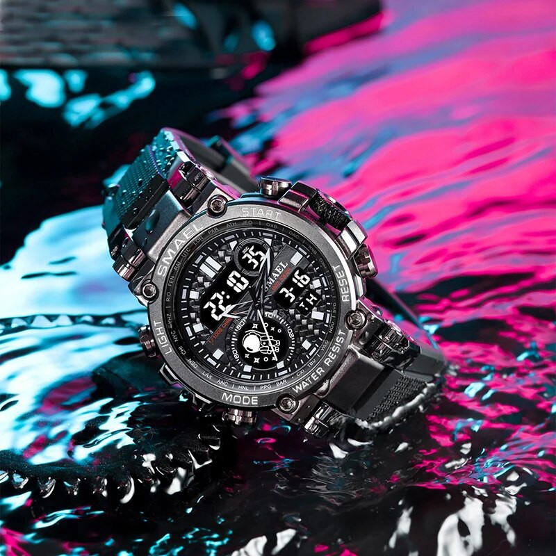 Klasični brend Muški satovi Sportski dvostruki zaslon Analogni digitalni LED elektronički kvarcni satovi Vodootporni Plivački vojni