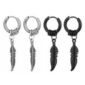 Σκουλαρίκια από ανοξείδωτο ατσάλι Vinatge με δερμάτινο φτερό Piercing Σκουλαρίκι γοητείας κρεμαστό αρθρωτό σκουλαρίκι για άνδρες Γυναίκες Έφηβοι