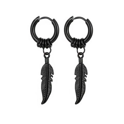 Σκουλαρίκια από ανοξείδωτο ατσάλι Vinatge με δερμάτινο φτερό Piercing Σκουλαρίκι γοητείας κρεμαστό αρθρωτό σκουλαρίκι για άνδρες Γυναίκες Έφηβοι
