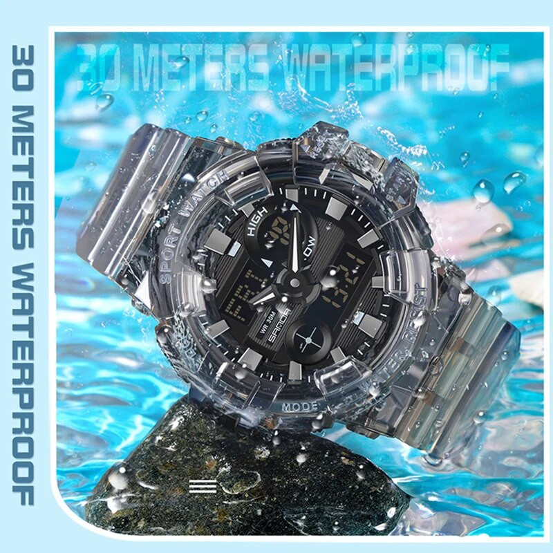 SANDA G Style Meeste LED-valgusvalgustusega digikell Spordikellad Kahe ekraaniga veekindel elektrooniline käekell Orologio da uomo