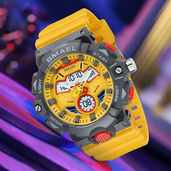 SMAEL Цифрови кварцови часовници за мъже Мода Спорт Хронометър Студент Ежедневни Електронна задна светлина Двоен дисплей Ръчен часовник Аларма