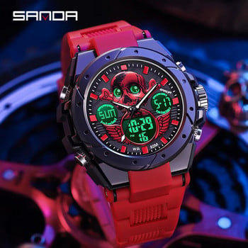 SANDA Fashion Skull Dial Outdoor Αθλητικά Ρολόγια Ανδρικά Ηλεκτρονικά Ψηφιακά Ρολόγια Χαλαζία 50M αδιάβροχα ρολόγια χειρός reloj hombre