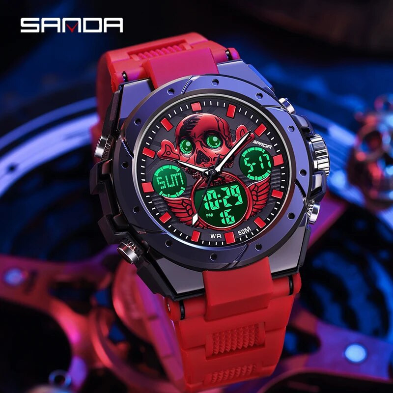 SANDA mood pealuu sihverplaadiga välispordikellad Meeste elektrooniline kvartsist digitaalne käekell 50M veekindlad käekellad reloj hombre