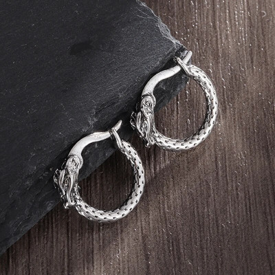 Hip Hop Viking Dragon Vintage Street Tail Snake Kõrvarõngad Põhjamaade meeste Aasta Stud Kõrvarõngad Mootorratta rokk Amulett Ehted Kingitus