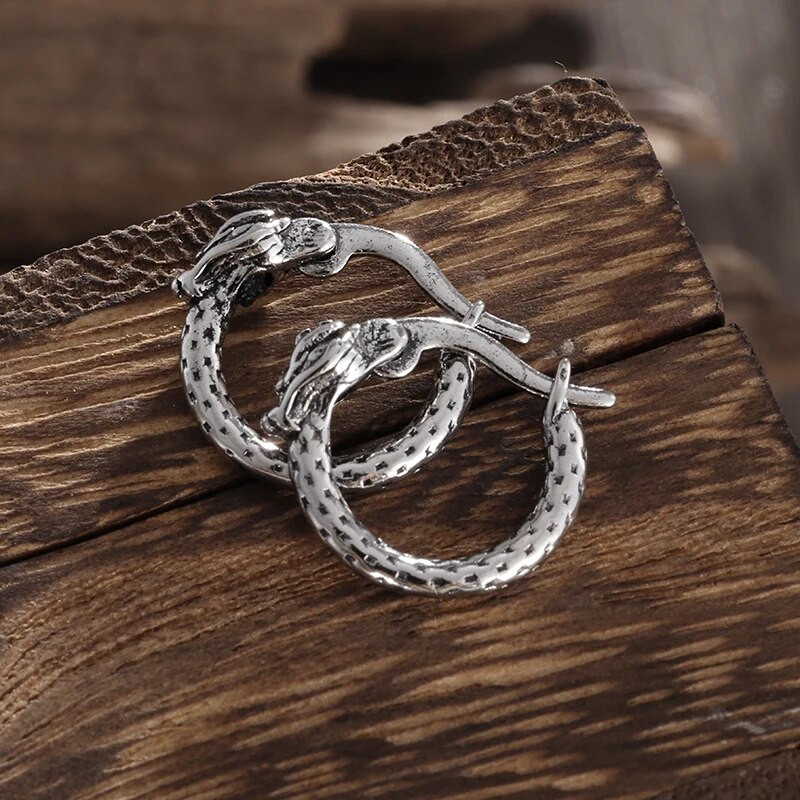 Hip Hop Viking Dragon Vintage Street Tail Snake Kõrvarõngad Põhjamaade meeste Aasta Stud Kõrvarõngad Mootorratta rokk Amulett Ehted Kingitus