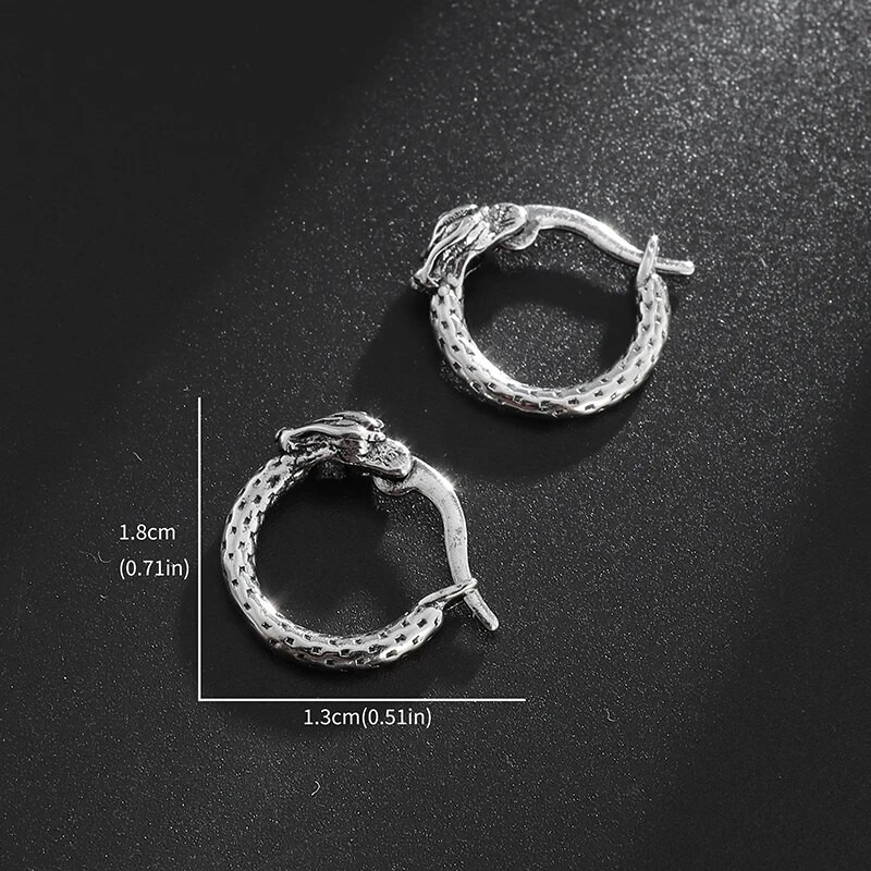 Hip Hop Viking Dragon Vintage Street Tail Snake Kõrvarõngad Põhjamaade meeste Aasta Stud Kõrvarõngad Mootorratta rokk Amulett Ehted Kingitus