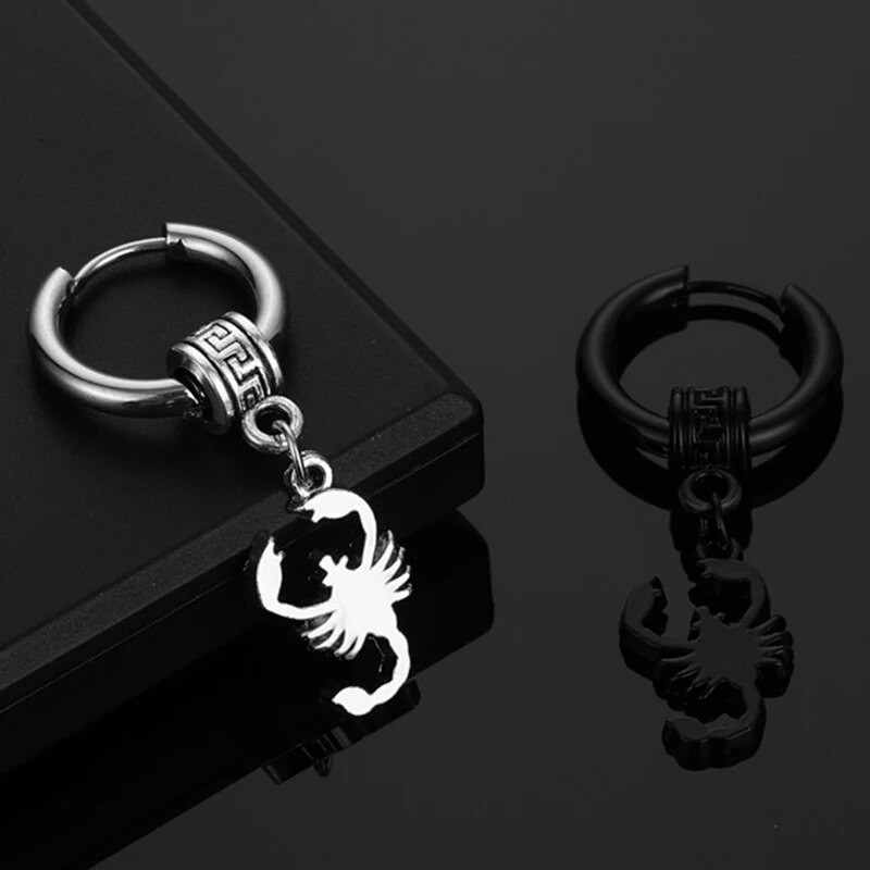 Punk must roostevabast terasest Scorpion kõrvarõngad naistele meestele gooti lahe tänavapopp hip hop kõrvarõngas ehe avaldus ripats