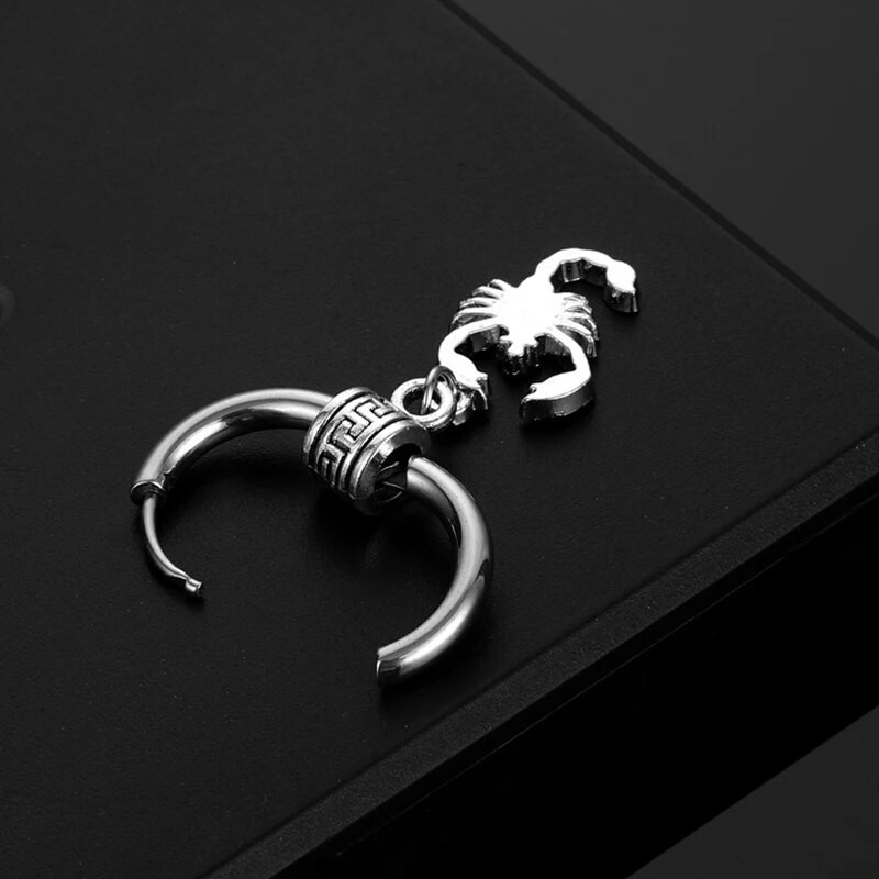 Punk must roostevabast terasest Scorpion kõrvarõngad naistele meestele gooti lahe tänavapopp hip hop kõrvarõngas ehe avaldus ripats