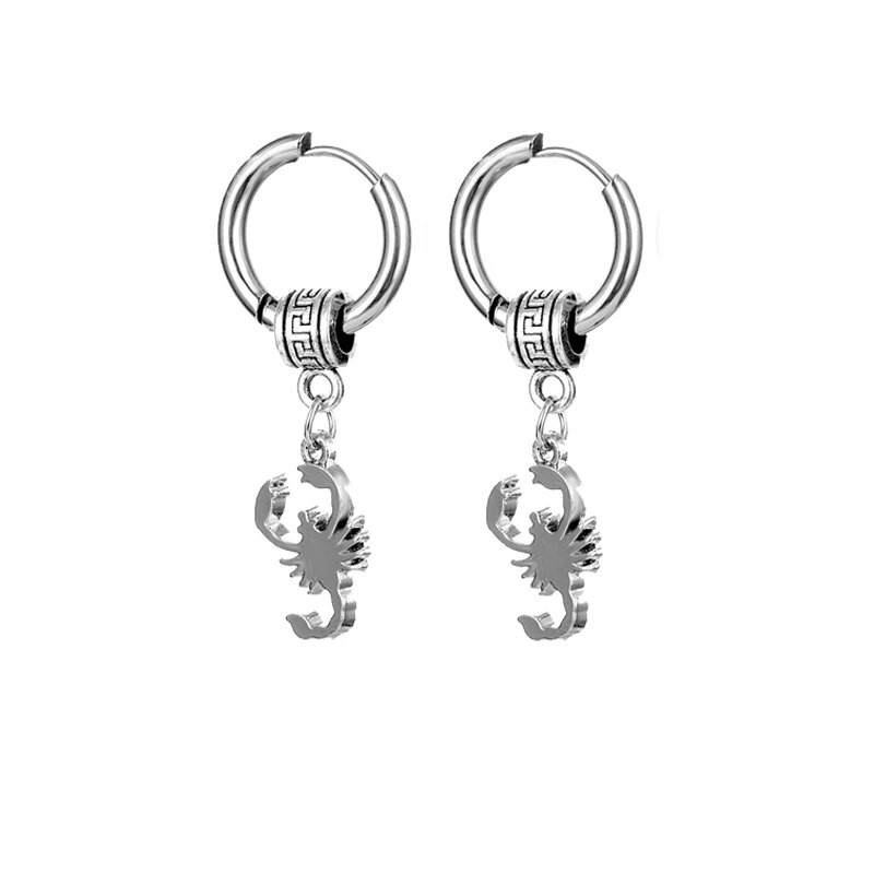 Punk must roostevabast terasest Scorpion kõrvarõngad naistele meestele gooti lahe tänavapopp hip hop kõrvarõngas ehe avaldus ripats