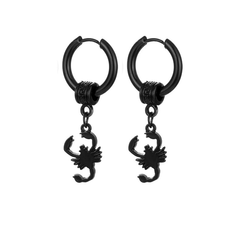 Punk must roostevabast terasest Scorpion kõrvarõngad naistele meestele gooti lahe tänavapopp hip hop kõrvarõngas ehe avaldus ripats