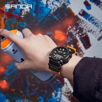 SANDA Дигитален часовник мъжки военен спортен хронограф дата кварцов ръчен часовник оригинален 50 м водоустойчив мъжки електронен часовник 3139