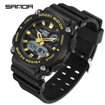 SANDA skaitmeninis laikrodis vyriškas karinis sportinis chronografas data kvarcinis rankinis laikrodis originalus 50m vandeniui atsparus vyriškas elektroninis laikrodis 3139