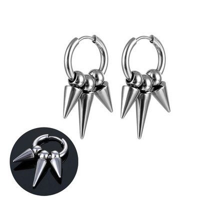 Populaarne titaanist terasest terava koonuse kolmnurkne punk hiphop roostevabast terasest meeste kõrvarõngas