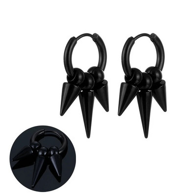 Populaarne titaanist terasest terava koonuse kolmnurkne punk hiphop roostevabast terasest meeste kõrvarõngas