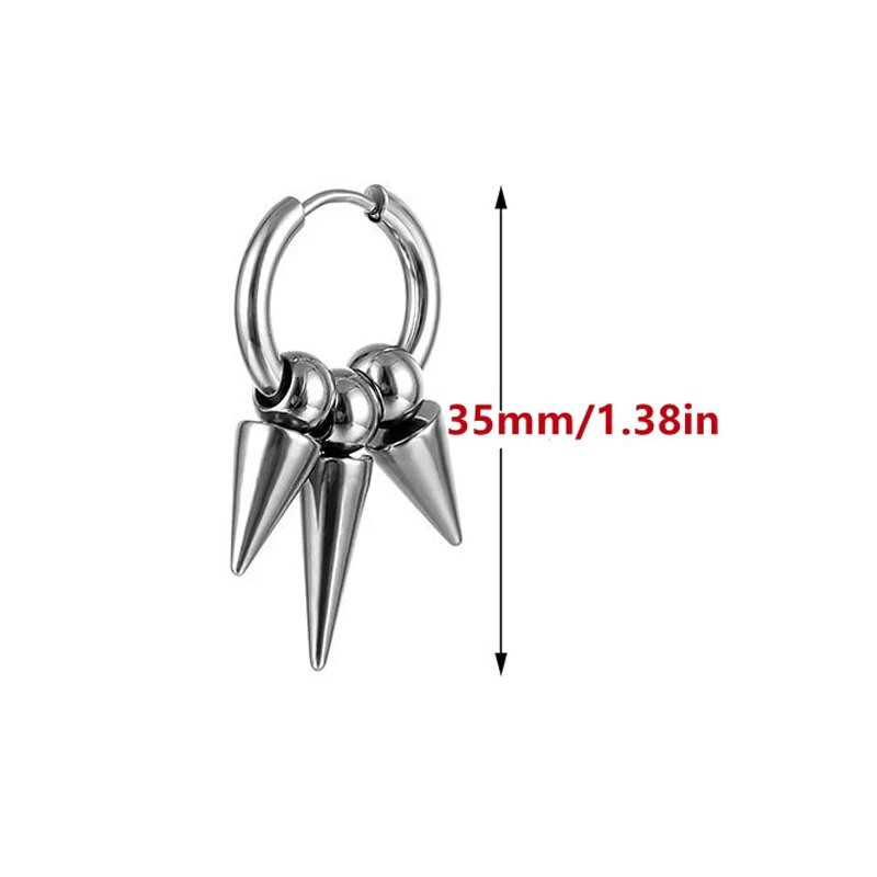 Populaarne titaanist terasest terava koonuse kolmnurkne punk hiphop roostevabast terasest meeste kõrvarõngas