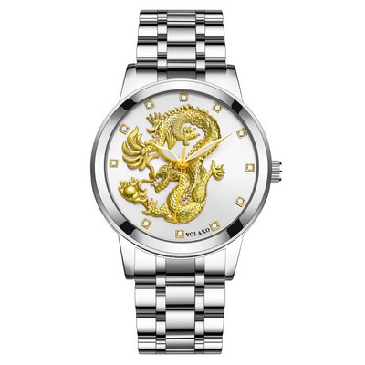 Meeste käekellade moodne reljeefne draakoni terasrihm Spordi elektrooniline käekell suure sihverplaadiga multifunktsionaalne veekindel käevõru V14 Reloj