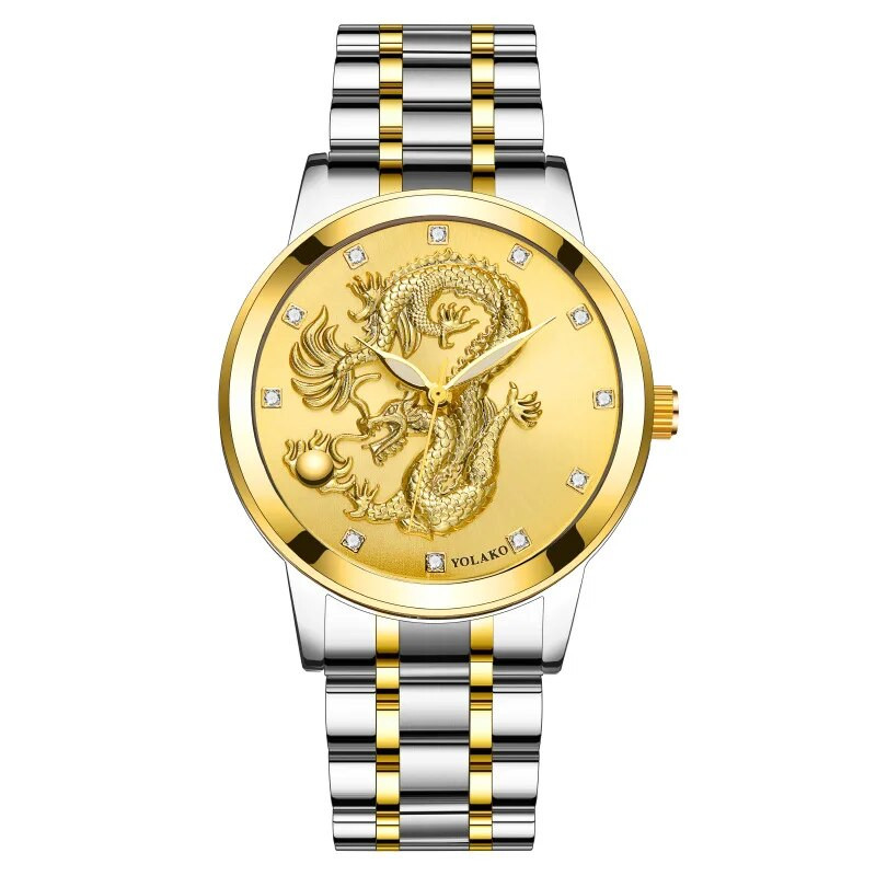 Meeste käekellade moodne reljeefne draakoni terasrihm Spordi elektrooniline käekell suure sihverplaadiga multifunktsionaalne veekindel käevõru V14 Reloj