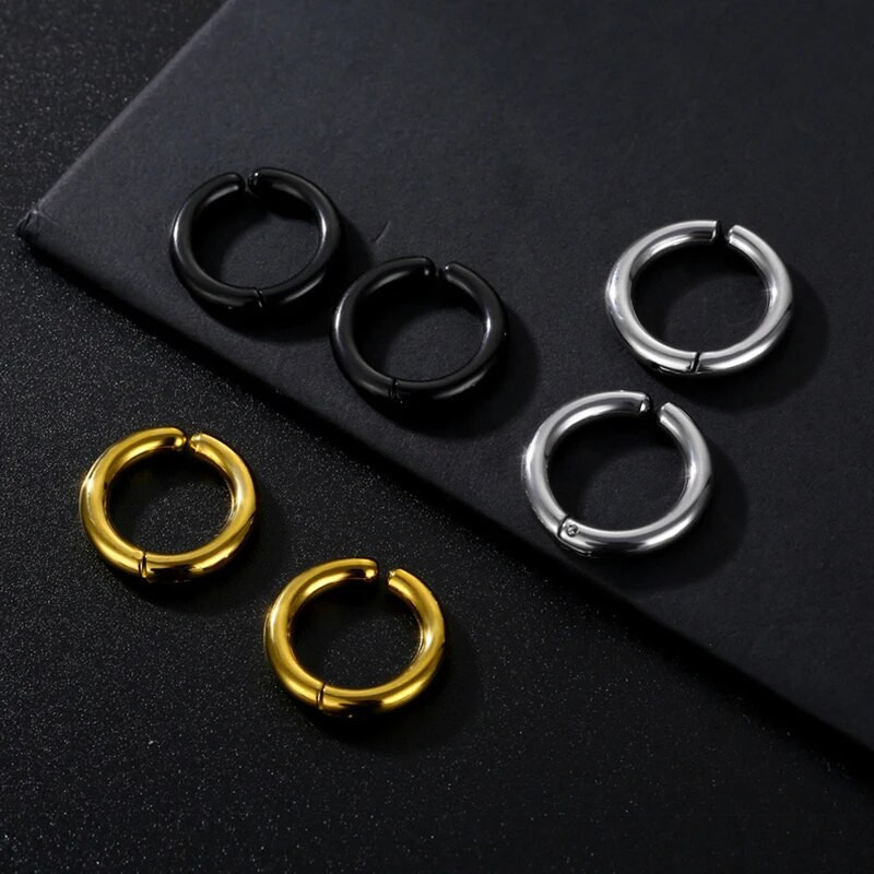 10/12/14mm Huggie Hoop kõrvarõngad naistele Meestele Kirurgilised roostevabast terasest klambriga kõrvarõngad