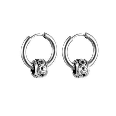 1 poros šaunios kaukolės lanko auskarai, moteriški vyriški, sidabro spalvos, nerūdijančio plieno, apvalūs apskritimai Pendientes Mujer, antialerginiai