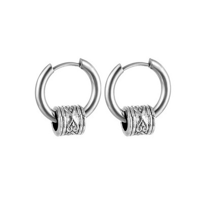 1 poros šaunios kaukolės lanko auskarai, moteriški vyriški, sidabro spalvos, nerūdijančio plieno, apvalūs apskritimai Pendientes Mujer, antialerginiai