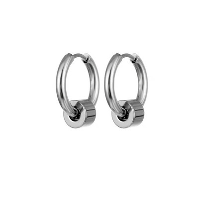 1 poros šaunios kaukolės lanko auskarai, moteriški vyriški, sidabro spalvos, nerūdijančio plieno, apvalūs apskritimai Pendientes Mujer, antialerginiai