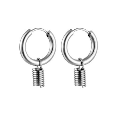 1 poros šaunios kaukolės lanko auskarai, moteriški vyriški, sidabro spalvos, nerūdijančio plieno, apvalūs apskritimai Pendientes Mujer, antialerginiai