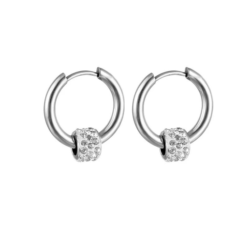 1 poros šaunios kaukolės lanko auskarai, moteriški vyriški, sidabro spalvos, nerūdijančio plieno, apvalūs apskritimai Pendientes Mujer, antialerginiai