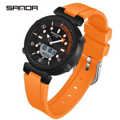 SANDA Top Luksusbrändi Meeste Kellad Spordi Veekindlad Kellad Kahe ajaekraaniga Kvartskäekellad LED Digitaalne Elektrooniline Kell