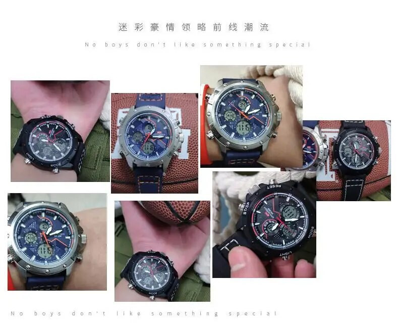 Ujumine 50M sport, suur sihverplaadiga, nahast veekindel käekell, meeste välistingimustes kasutatavad digikellad LED-elektrooniline sõjaväe äratuskell meeste jaoks UUS